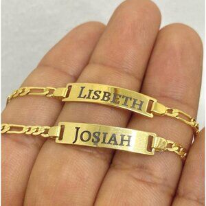 Baby Bracelet ID 5.5" Figaro Link Jewelry Engrave Persolalized Kids Pulsera Niño